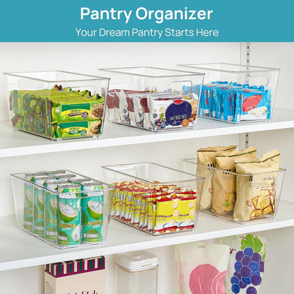 6 Pack Clear Storage Bins, Pantry Cabinet Organizer Bins, Medium4