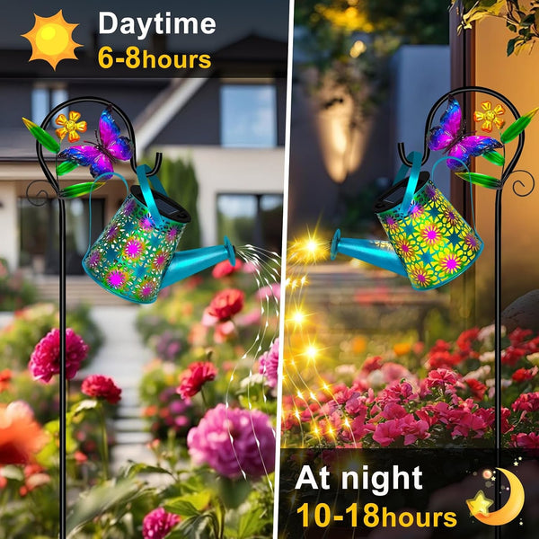 Solar Garden Lights Outdoor Decor, Butterfly Watering Can Shepherd Hook3