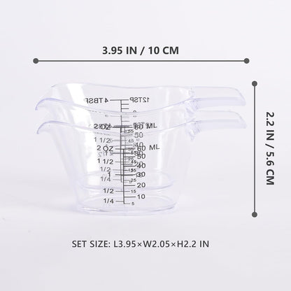 2 Pack Small Measuring Cups, 2Oz/60Ml Mini Measuring Cup with Tsp/Tbsp/Oz/Ml Markings, Clear Easy-Read Scale for Kitchen, Resin, DIY, Beauty Mixing (2)5