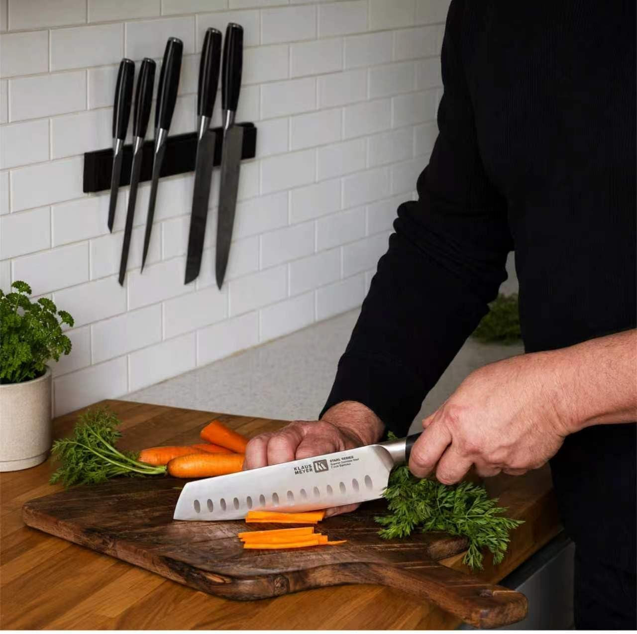 stahl-7-piece-knife-set-with-magnetic-knife-holder-black-high-carbon-german-steel-full-tang-ultra-sharp-easy-installation-without-damaging-wall-strong-magnet-minimalist-kitchen