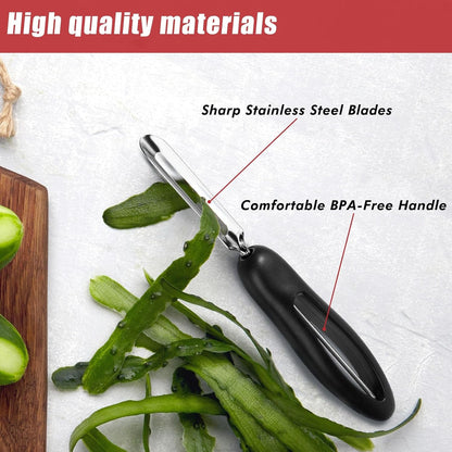 Professional #1071 Vegetable Peeler, Stainless Steel Fruit Potato Peeler, Swivel Vegetable Peeler with Easy Grip Ergonomic Handle & Ultra Sharp Stainless Steel Blades, 7 1/4 Inch Black2