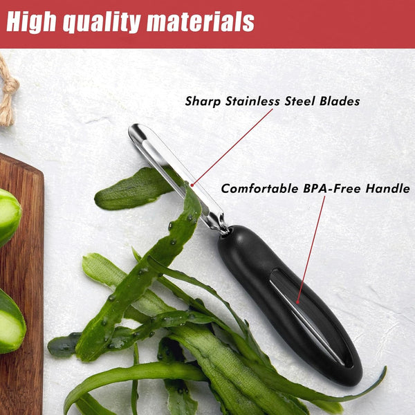 Professional #1071 Vegetable Peeler, Stainless Steel Fruit Potato Peeler, Swivel Vegetable Peeler with Easy Grip Ergonomic Handle & Ultra Sharp Stainless Steel Blades, 7 1/4 Inch Black2