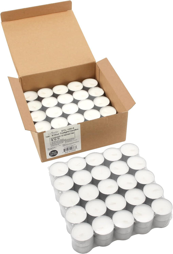 Unscented Long Burning White Tealight Candles, Bulk Pack, 6-7 Hour Burn Time, Smokeless Tealights for Parties, Weddings, Home, 100 Count5