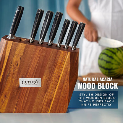 Kitchen Knife Set, 8-Piece Chef Knives with Acacia Wood Block | Razor Sharp Full Tang Blades, High Carbon German Steel – Artisan Series, Professional6