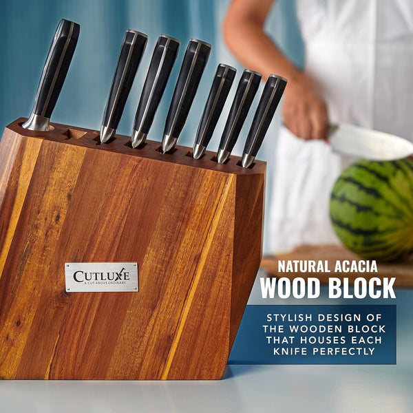Kitchen Knife Set, 8-Piece Chef Knives with Acacia Wood Block | Razor Sharp Full Tang Blades, High Carbon German Steel – Artisan Series, Professional6