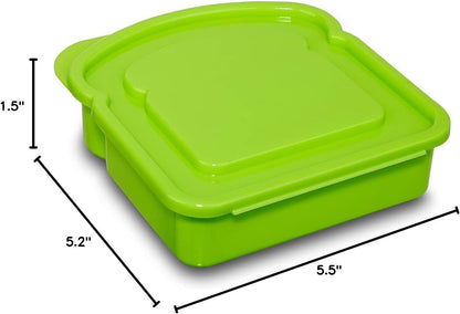 4 Pack - Fun Size Sandwich Containers - Connected Lid Assures Top & Bottom Always Make It Home. Reusable, BPA Free Plastic - Sandwich Box - Use for Fruit, Salad, Lunch Box Snacks and Food Storage8