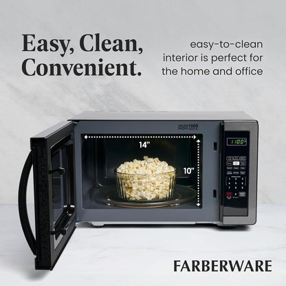 1.1 Cu. Ft. Countertop Microwave Oven – 1000 Watts Power, Auto Cook Settings, Defrost, Easy Clean and Child Safety Lock - Stainless and Black5