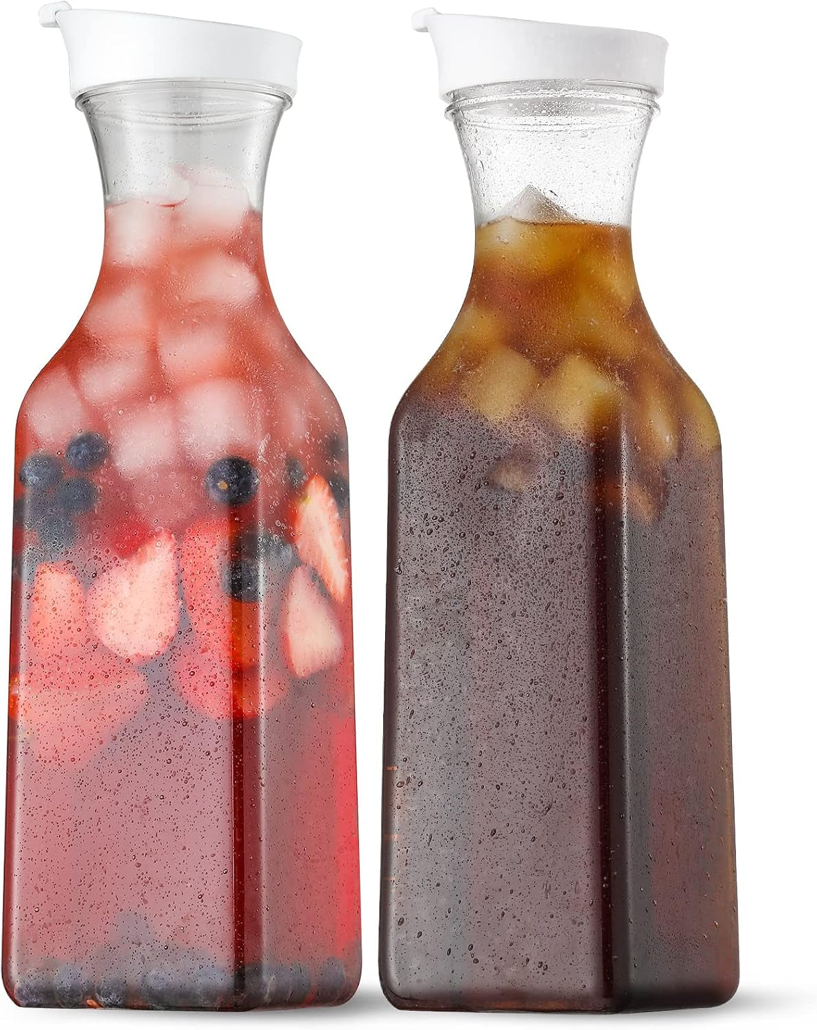 plastic-50-oz-water-carafe-with-flip-top-lid-set-of-2-square-base-juice-containers-clear-plastic-pitcher-for-water-iced-tea-juice-beverage-cold-brew-and-mimosa-bar-hand-wash-only