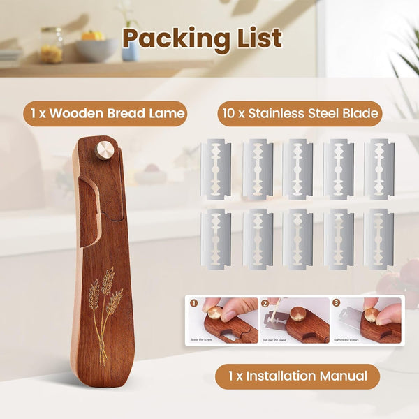 Wooden Bread Lame Scoring Tool for Sourdough with Screw Lock6