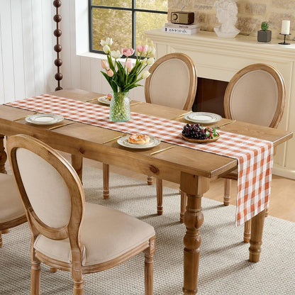 Fall Gingham Table Runner 13X90 Inches Long, Orange7