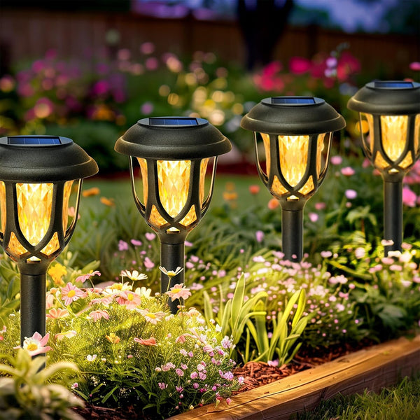 Solar Garden Light Outdoor：6 Pack LED Waterproof Pathway Lighting - Uniquely Designed Modern Durable Decorative Lights for Lawns Walkways Backyards - Gifts for Gardening Enthusiasts1