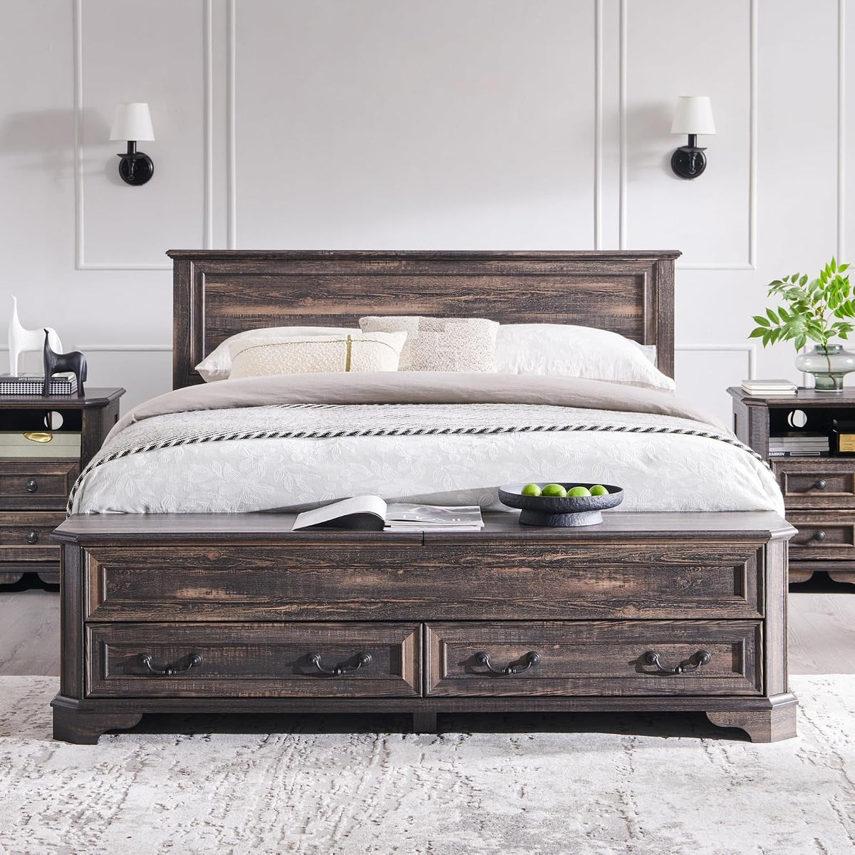 farmhouse-queen-bed-with-headboard-and-storage-bench
