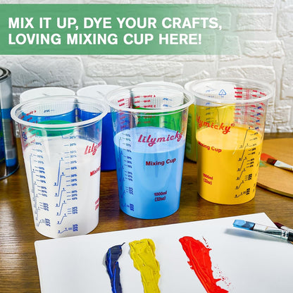 25 Pack Plastic Mixing Cups, 32 Oz Disposable Mixing Cups8