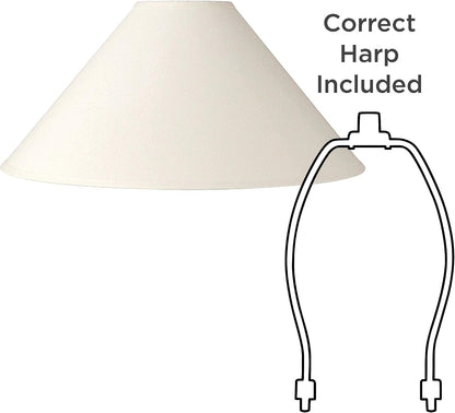 Extra Large White Linen 2-Pack Chimney Lamp Shades 6X23X13.5 (Spider) | 6" Top X 23" Bottom X 10.5" High X 13.5" Slant Replacement for Table + Floor Lamps Set Shade Pre-Assembled Harp + Finial3