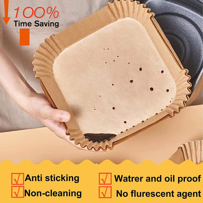 Air Fryer Liners Disposable 9 Inch, 9 Inch Air Fryer Liners | 125 Pcs Large Square Air Fryer Paper Liners for 5QT 6Qt 8QT Air Fryer, Non-Stick Parchment Paper for Frying, Baking5