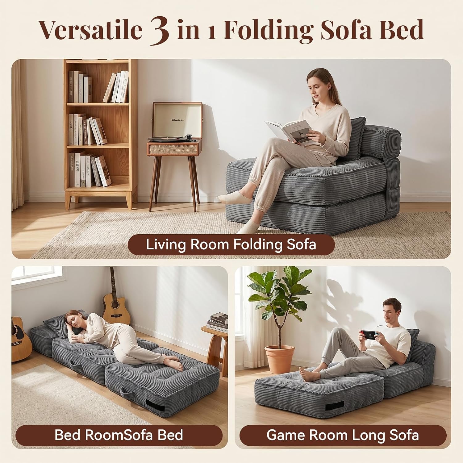 folding-sofa-bed-convertible-sleeper-chair-with-pillow
