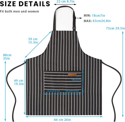 2 Pack Adjustable Bib Apron with 2 Pockets Chef Cooking Kitchen Restaurant Aprons for Women Men2
