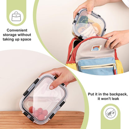 8 Pack Glass Food Storage Containers with Lids, Meal Prep Containers, Airtight Bento Boxes with Leak Proof Locking for Microwave, Oven, Freezer and Dishwasher, BPA Free3
