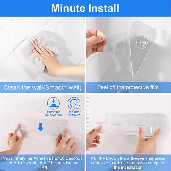Acrylic Wall Mount Organizer, Adhesive Shelves,2Pc Bathroom Shelves5
