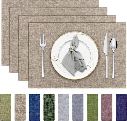 Burlap Cloth Linen Placemats Set of 4 Heat Resistant for Kitchen 12X18 Inch1