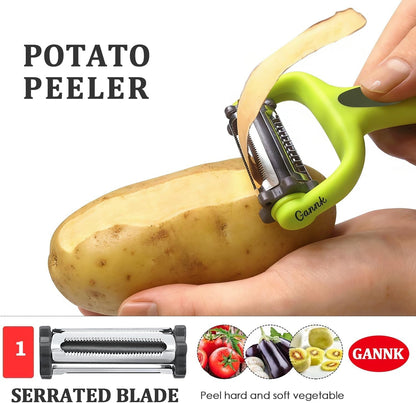 Potato Apple Vegetable Peelers for Kitchen, I and Y Peelers for Fruit Veggie Potatoes Carrot Cucumber, 3 in 1 Blade Spin Design with Julienne Multifunctional2