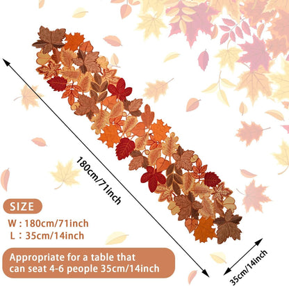 Fall Table Runner 72 Inches Long Autumn Maple Leaf Embroidered Runner7