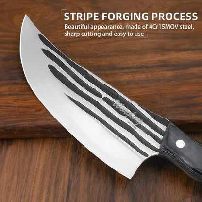 Kitchen Knife, Knives with Sheath Hand Forged Butcher Knife for Meat Cutting Cooking Meat Cleaver Chef Knives for Outdoor Camping, BBQ5