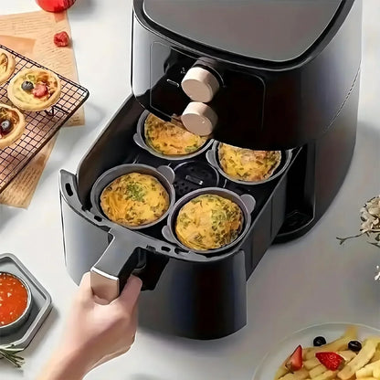 3Pcs Silicone Air Fryer Cups – Reusable Non-Stick Baking Liners Good for Muffins, Eggs, Cupcakes, Black1