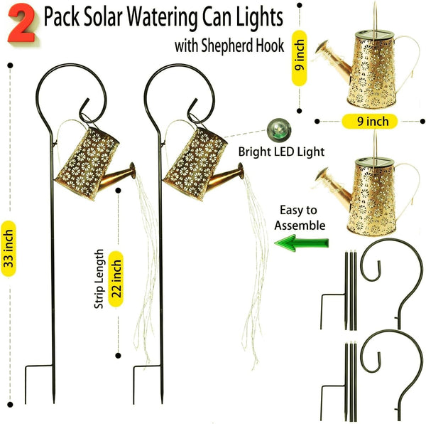 2 Pack Solar Watering Can with Lights,Solar Outdoor Garden Decor Waterproof Hanging Lantern Landscape Lights outside Decorations for Yard Lawn Patio Gardening Gifts.5