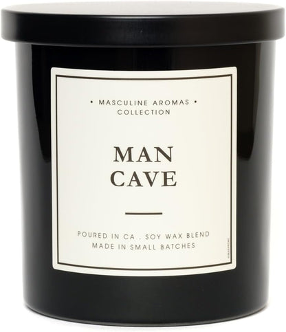 LEOBEN CO – Man Cave Scented Mens Candle – 9Oz, Masculine Collection Design – 50 Hr Burn Time – Poured in California Using Vegan Soy Wax and Essential Oils – Made in Small Batches1