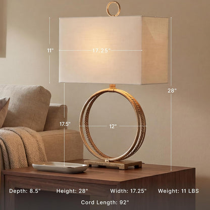 Signature Design by Ashley Table Lamp, 28 Inch, Gold, Rectangle Shade2