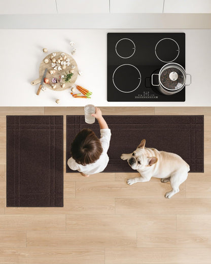 Kitchen Rugs and Mats 2PCS Non-Slip, 20"X32"+20"X48", Brown | Kitchen Rugs for Floor Absorbent and Stain Resistant Kitchen Runner, Machine Washable Rugs for Kitchen, Laundry & Sink9