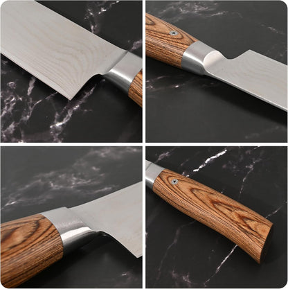 Damascus Chef Knife 8 Inch, Professional Kitchen Knife with VG10 Steel Core 67 Layers, Full Tang Cooking Knife with Ergonomic Walnut Handle, Gift Box Included7