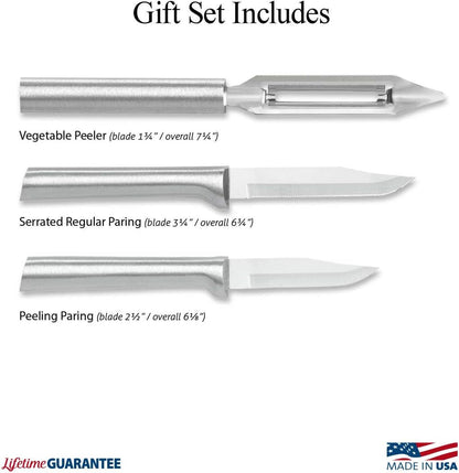 Cutlery Kitchen Basics Gift Set (S56) with Sharpener, Silver | 3-Piece Knife Set with Quick Edge Sharpener (R119), Stainless Steel Blades, Cast Aluminum Handle6