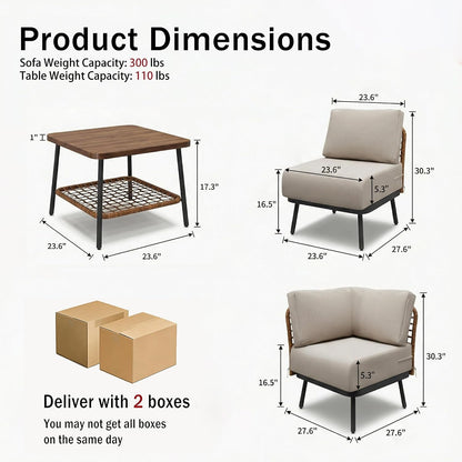 6-Piece Patio Conversation Set, 5-Seat Sectional Sofa with Table3