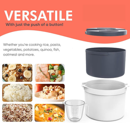 Microwave Rice Cooker Steamer and Pasta Cooker with Strainer - Mess-Free Design, Dishwasher Safe, Cooks up to 8 Cups4