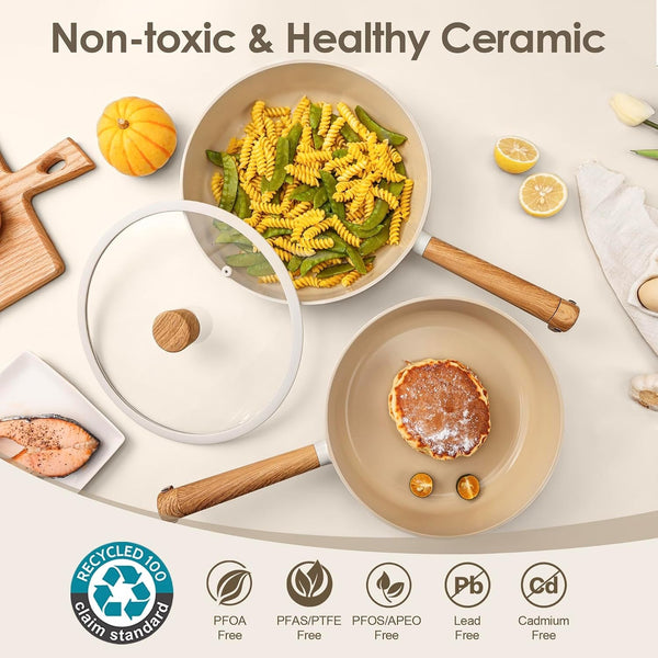 Ceramic Cookware Set 14Pcs, Nonstick Pots and Pans Set | Healthy Non Toxic Induction Cooking Set, Stackable Cookware with Kitchen Utensils, Pot Protectors, PFAS/PTFE Free3