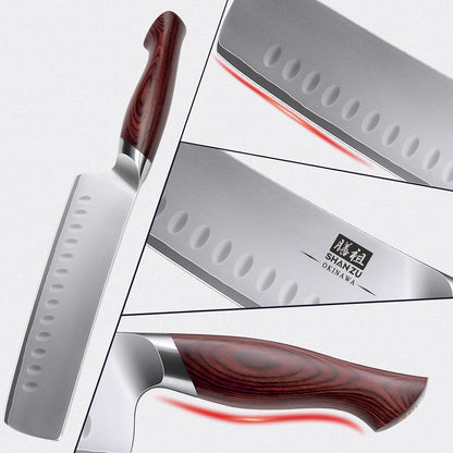 7 in Nakiri Knife, 10Cr15Mov High Carbon Stainless Steel Chef Knife8
