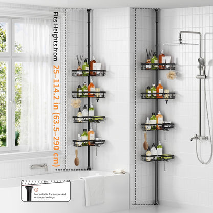 Corner Shower Caddy Tension Pole, 2-Steps Install Bathroom Organizer8