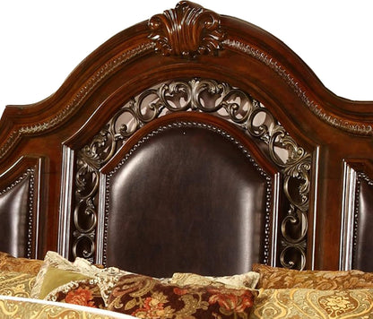 Bessy Traditional Wood Bed Frame, Cherry - King4