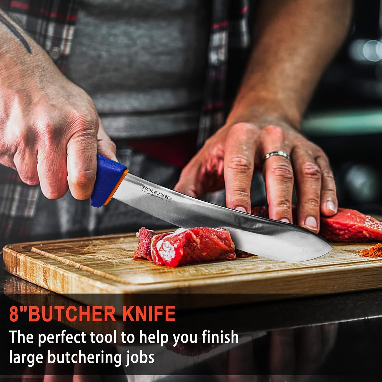 butcher-knife-set-5-pcs-stainless-steel-with-sharpener-x50crmov15-steel-for-meat-non-slip-grip-for-safety-5-pc-3-knives-sharpener-roll-bag-ergonomic-design-reduces-fatigue