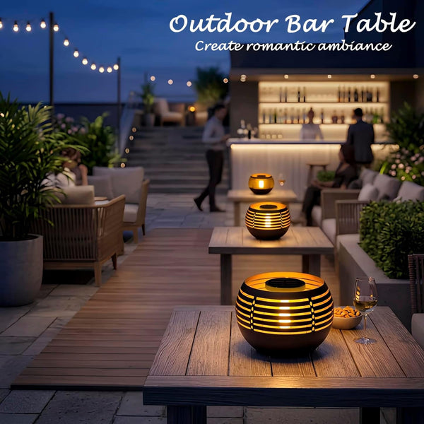 Solar Lantern Table Lamps with Amber Twinkling Glow, Waterproof Metal Landscape Fixture Dusk to Dawn for Outdoor Garden Tables, Balcony, Walkways, Bar Tabletop Create Romantic Ambiance3