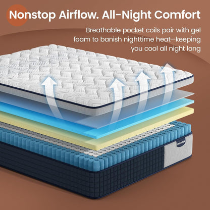 Medium Firm Queen Mattress 12 Inch Hybrid Mattress Extra Support Pain Relief Cooling Bed in a Box, Pressure Relief & Back Pain- 365 Nights Trial, 10 Years Warranty, Fiberglass-Free6