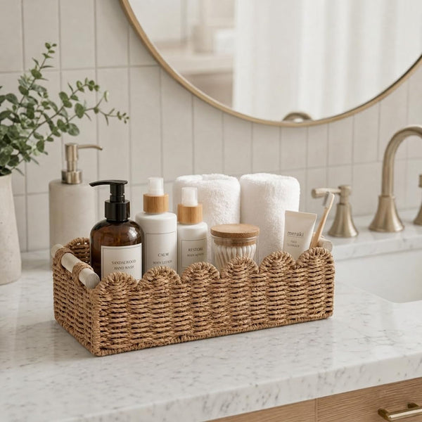 Scalloped Toilet Paper Storage Basket, Wicker Basket Home Decor Storage4