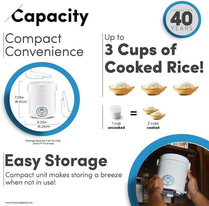 Housewares (MRC-903D) Mi 3-Cup (Cooked) (1.5-Cup UNCOOKED) Digital Cool Touch Mini Rice Cooker,White5