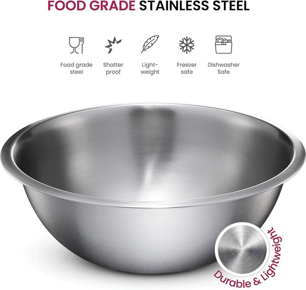 Stainless Steel Mixing Bowl Set, Nesting Bowls for Kitchen Baking, Cooking, Prepping, Kitchen Food Storage Organizers, No Lids (6 Pack)3