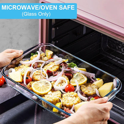 8 Pieces Glass Baking Dish with Lids, Gray | Rectangular Glass Baking Pan, Bakeware Set with Lids for Lasagna, Leftovers, Cooking, Fridge-To-Oven, Casserole Dish3