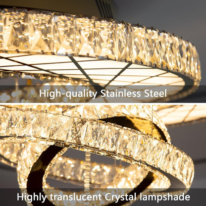 Modern Glam Chandelier LED Crystal Ceiling Chandeliers Light for Bedroom Living Room Dining Room Lighting Fixture 24 Inch Gold Remote Dimmable Lights7