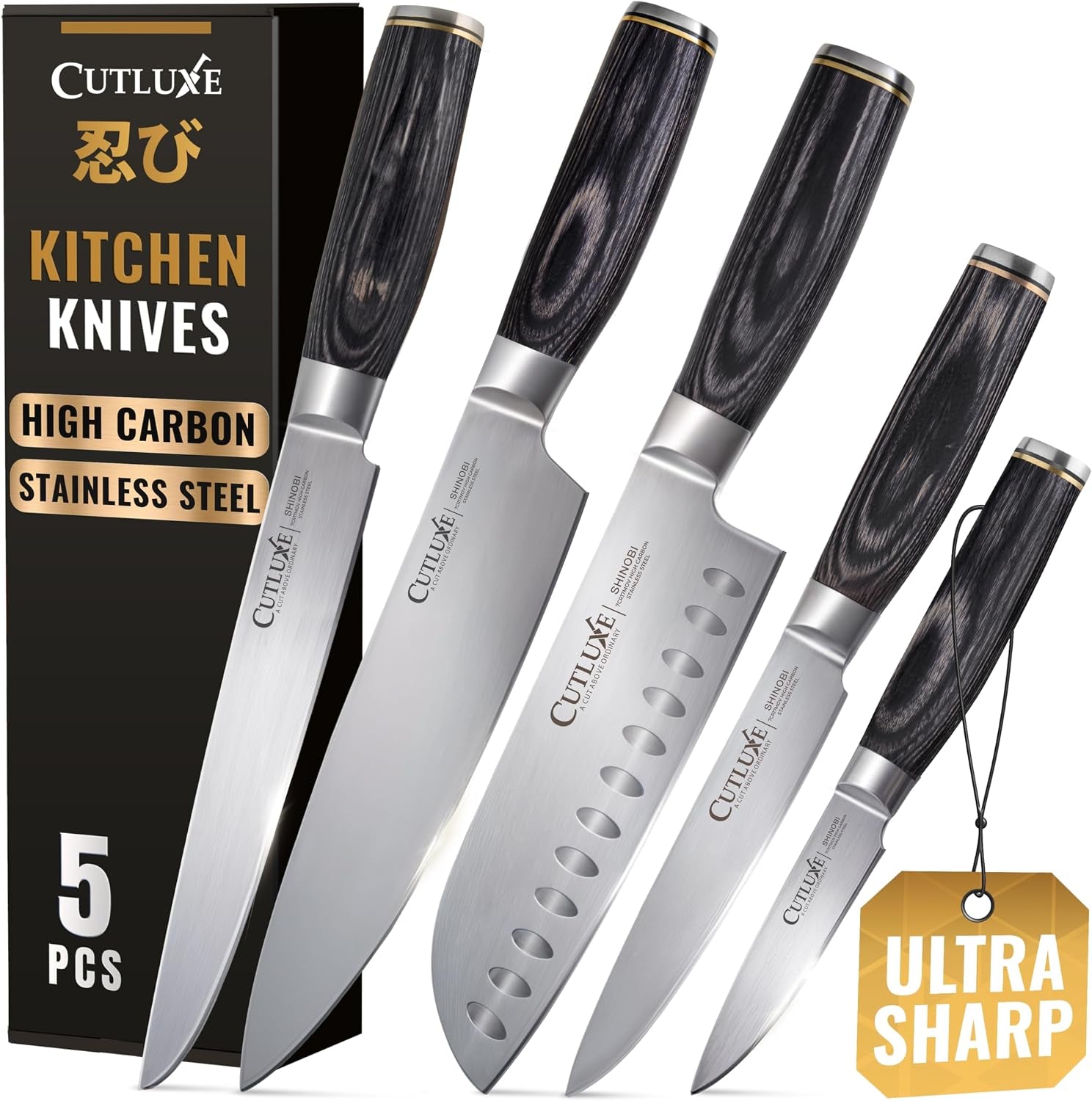 5-piece-chef-knife-set-ultra-sharp-japanese-kitchen-knives-high-carbon-stainless-steel-blades-full-tang-pakkawood-handles-shinobi-series