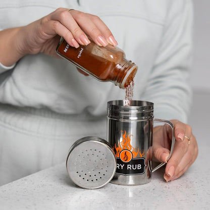 Stainless Steel Dry Rub Shaker with Lid, 13Oz Seasoning Dispenser3
